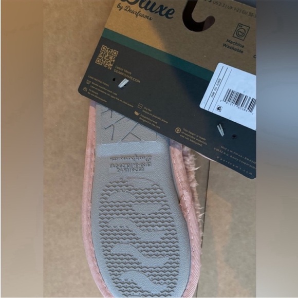 Dearfoams Pink Fuzzy Slippers 33-34 sz 6,5 - Picture 2 of 6